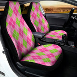 Pink And Green Argyle Pattern Print Universal Fit Car Seat Covers 102422