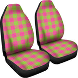 Pink And Green Buffalo Plaid Print Universal Fit Car Seat Covers 102422