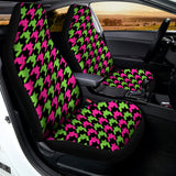 Pink And Green Houndstooth Pattern Print Universal Fit Car Seat Covers 102422