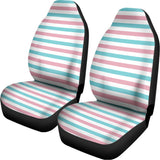 Pink And Teal Striped Pattern Print Universal Fit Car Seat Covers 102422