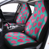 Pink And Teal Watercolor Heart Print Universal Fit Car Seat Covers 102422
