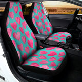 Pink And Teal Watercolor Heart Print Universal Fit Car Seat Covers 102422
