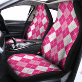 Pink And White Argyle Pattern Print Universal Fit Car Seat Covers 102422