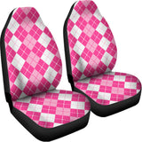 Pink And White Argyle Pattern Print Universal Fit Car Seat Covers 102422
