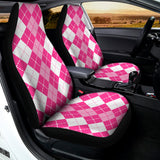 Pink And White Argyle Pattern Print Universal Fit Car Seat Covers 102422