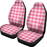 Pink And White Buffalo Check Print Universal Fit Car Seat Covers 102422