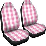 Pink And White Check Pattern Print Universal Fit Car Seat Covers 102422