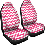 Pink And White Chevron Pattern Print Universal Fit Car Seat Covers 102422