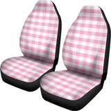 Pink And White Gingham Pattern Print Universal Fit Car Seat Covers 102422