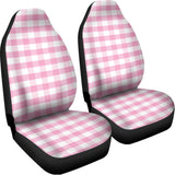 Pink And White Gingham Pattern Print Universal Fit Car Seat Covers 102422