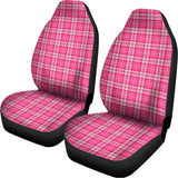 Pink And White Tartan Pattern Print Universal Fit Car Seat Covers 102422