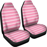 Pink And White Zigzag Pattern Print Universal Fit Car Seat Covers 102422