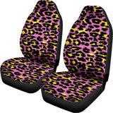 Pink And Yellow Leopard Print Universal Fit Car Seat Covers 102422