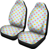 Pink And Yellow Macaron Pattern Print Universal Fit Car Seat Covers 102422