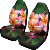 Pink And Yellow Plumeria Flower Print Universal Fit Car Seat Covers 102422