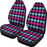 Pink Blue And Black Houndstooth Print Universal Fit Car Seat Covers 102422