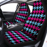 Pink Blue And Black Houndstooth Print Universal Fit Car Seat Covers 102422