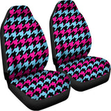 Pink Blue And Black Houndstooth Print Universal Fit Car Seat Covers 102422