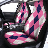Pink Blue And White Argyle Pattern Print Universal Fit Car Seat Covers 102422
