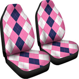 Pink Blue And White Argyle Pattern Print Universal Fit Car Seat Covers 102422