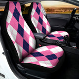 Pink Blue And White Argyle Pattern Print Universal Fit Car Seat Covers 102422