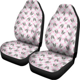Pink Boston Terrier Plaid Print Universal Fit Car Seat Covers 102422