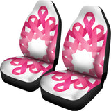 Pink Breast Cancer Ribbon Flower Print Universal Fit Car Seat Covers 102422