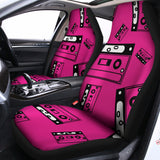 Pink Cassette Tape Pattern Print Universal Fit Car Seat Covers 102422