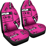 Pink Cassette Tape Pattern Print Universal Fit Car Seat Covers 102422
