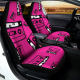 Pink Cassette Tape Pattern Print Universal Fit Car Seat Covers 102422
