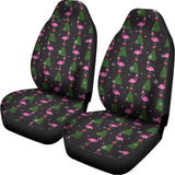 Pink Christmas Flamingo Pattern Print Universal Fit Car Seat Covers 102422