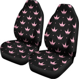 Pink Crown Pattern Print Universal Fit Car Seat Covers 102422