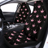 Pink Crown Pattern Print Universal Fit Car Seat Covers 102422