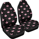 Pink Crown Pattern Print Universal Fit Car Seat Covers 102422