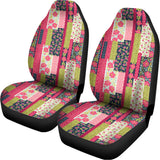 Pink Flower Patchwork Pattern Print Universal Fit Car Seat Covers 102422