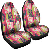 Pink Flower Patchwork Pattern Print Universal Fit Car Seat Covers 102422