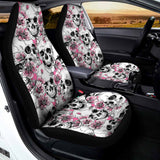 Pink Flowers Skull Pattern Print Universal Fit Car Seat Covers 102422