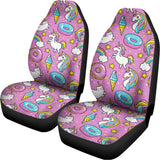 Pink Girly Unicorn Donut Pattern Print Universal Fit Car Seat Covers 102422