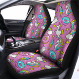Pink Girly Unicorn Donut Pattern Print Universal Fit Car Seat Covers 102422