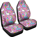 Pink Girly Unicorn Donut Pattern Print Universal Fit Car Seat Covers 102422