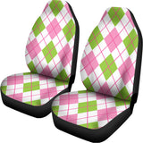 Pink Green And White Argyle Print Universal Fit Car Seat Covers 102422