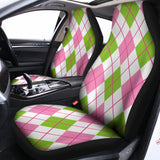 Pink Green And White Argyle Print Universal Fit Car Seat Covers 102422