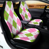 Pink Green And White Argyle Print Universal Fit Car Seat Covers 102422