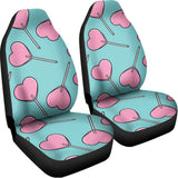 Pink Heart Lollipop Pattern Print Universal Fit Car Seat Covers 102422
