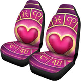 Pink Heart Zodiac Wheel Print Universal Fit Car Seat Covers 102422