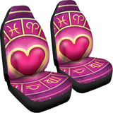 Pink Heart Zodiac Wheel Print Universal Fit Car Seat Covers 102422