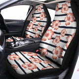 Pink Hibiscus Striped Pattern Print Universal Fit Car Seat Covers 102422