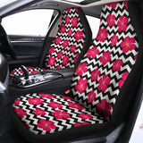 Pink Hibiscus Zigzag Pattern Print Universal Fit Car Seat Covers 102422