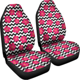 Pink Hibiscus Zigzag Pattern Print Universal Fit Car Seat Covers 102422