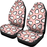 Pink Polka Dot Penguin Pattern Print Universal Fit Car Seat Covers 102422
